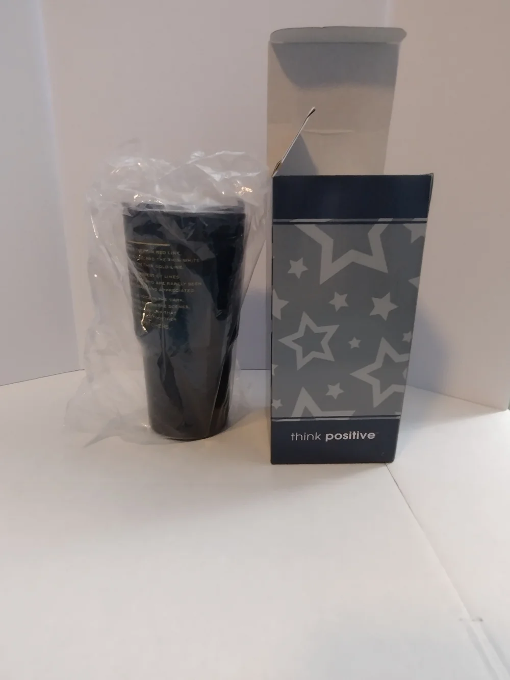 911 Dispatcher Black Tumbler with Yellow Striped Flag Design